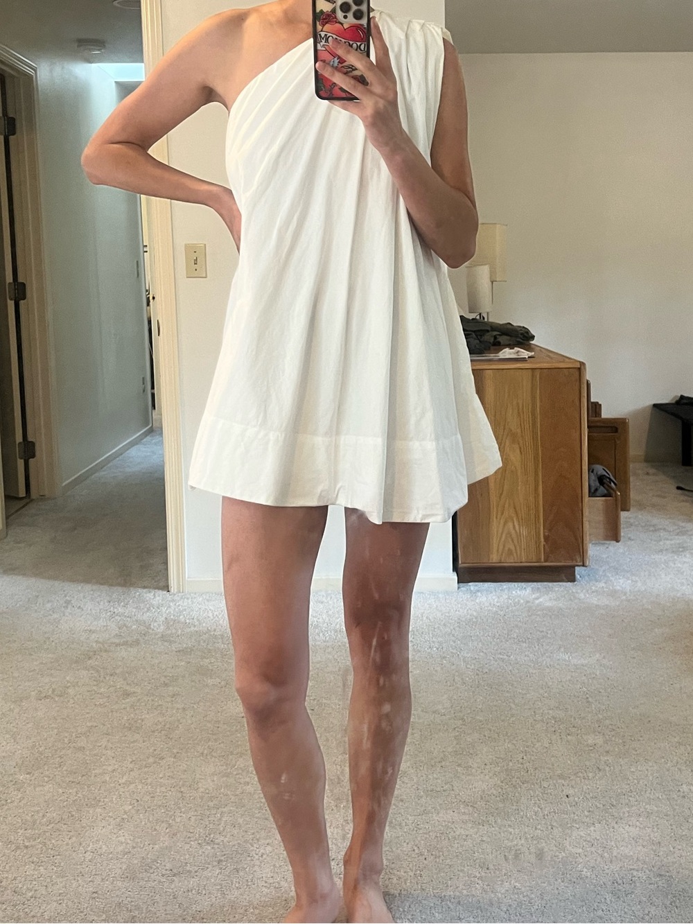 Free People One-Shoulder White Mini Dress